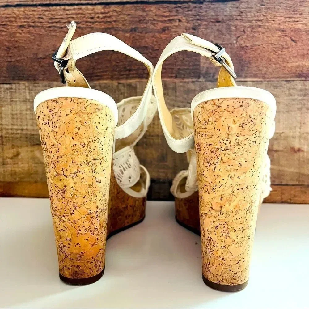 Lucky Brand Ranette Lace Cork Wedged Sandals